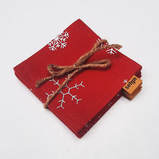 Handloom Coaster Set (6pc) - Red