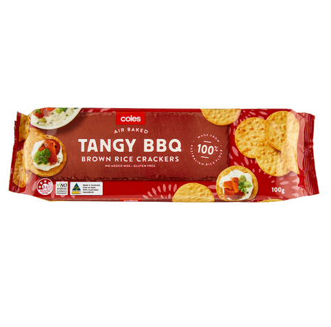 Coles Tangy BBQ Brown Rice Crackers 100g