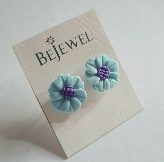 Flower Earrings - Blue