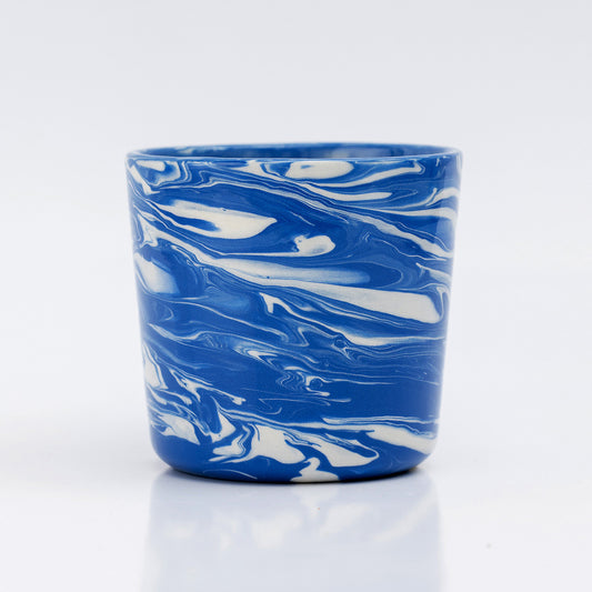 Marble Hand-Painted Earthenware Cup (Blue & White)