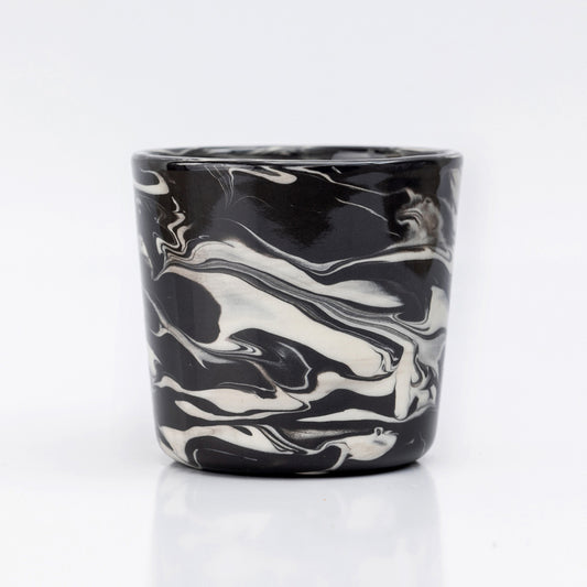 Marble Hand-Painted Earthenware Cup (Black & White)